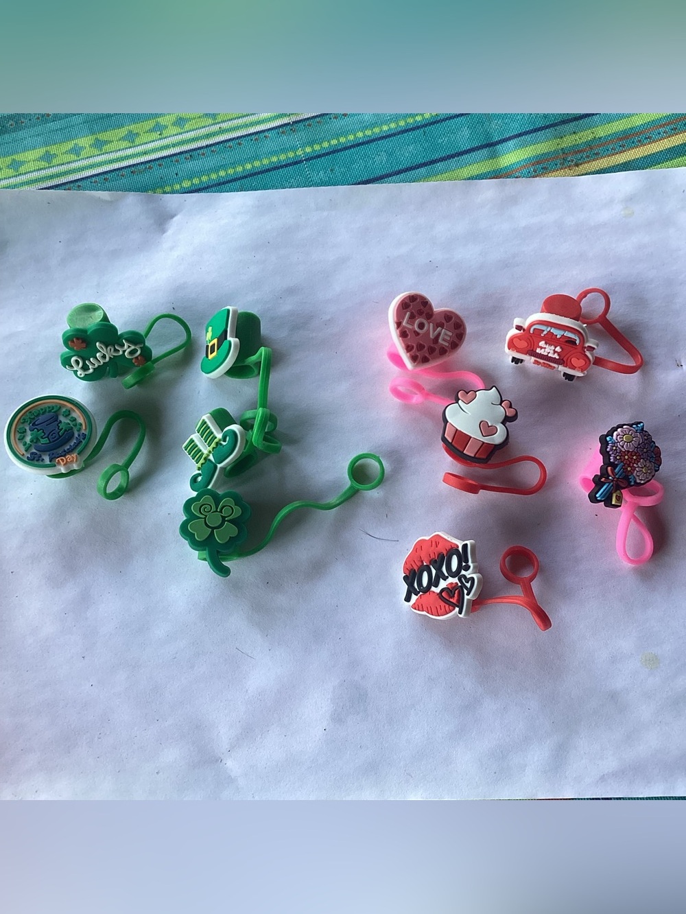 Valentine & St Patrick’s Straw Toppers - set of 10 (5 of each)